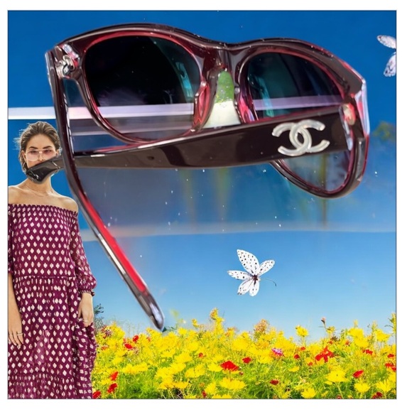 Chanel 5182 Sunglasses Clear Red Frames Polarized Lenses - Picture 1 of 6